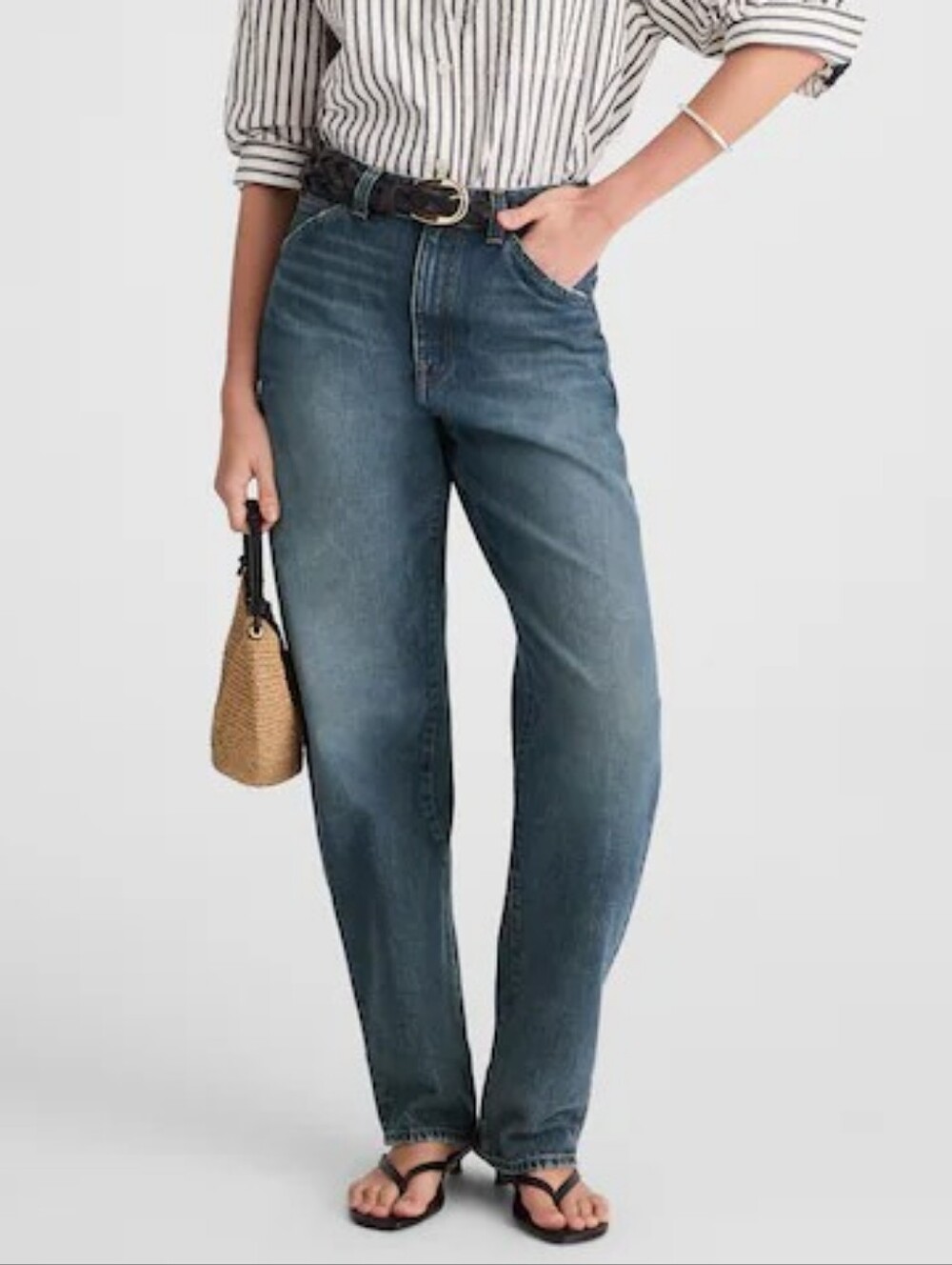 Madewell High-Rise Balloon Straight Jeans in Medium Blue Size 24 NWT